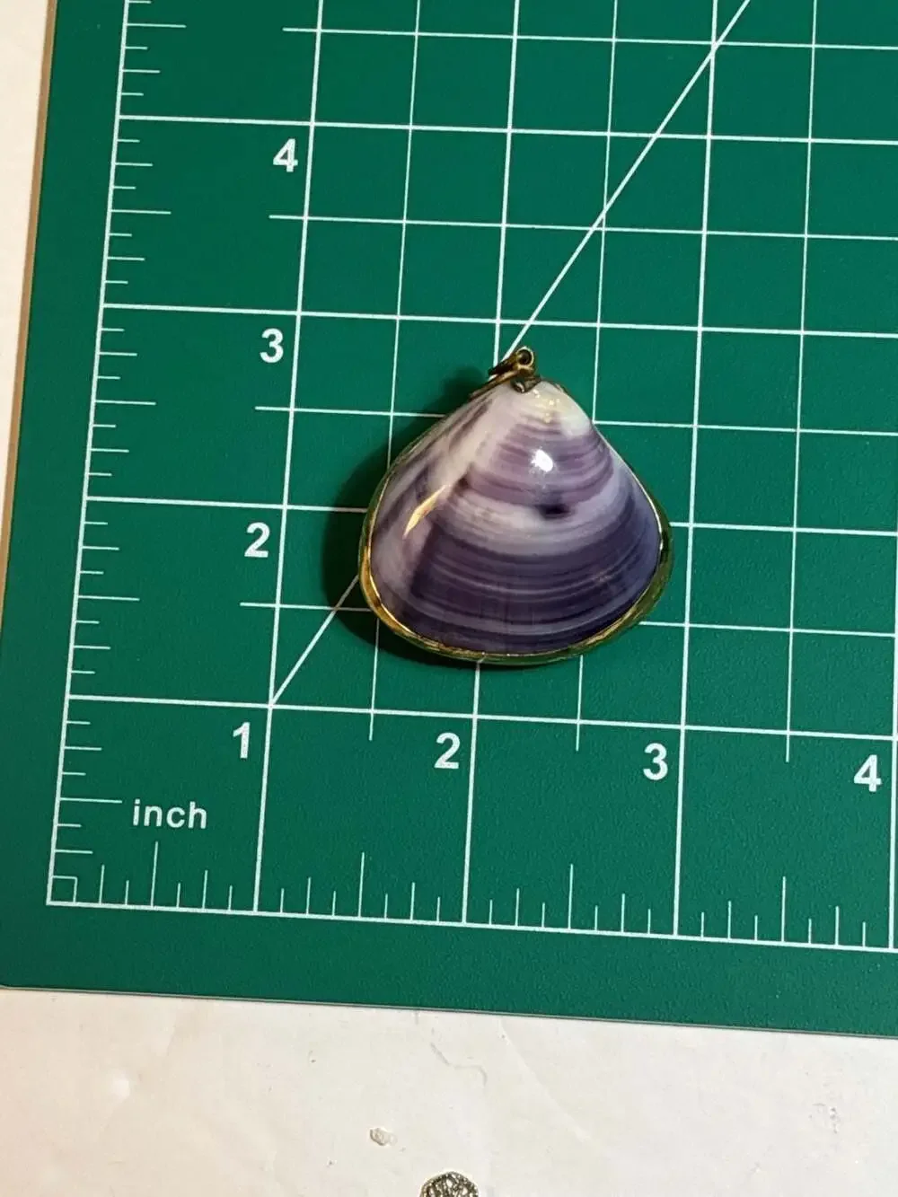 Vintage Purple Clam Shell Hinged Trinket Box with Brass Hardware